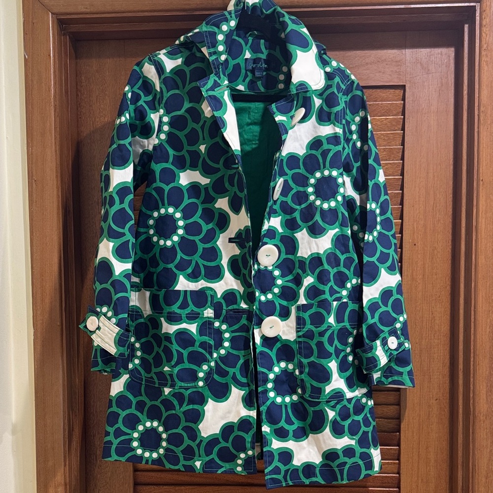 Boden Green and Blue Floral Trench Rain coat